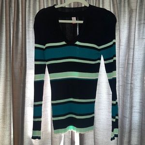 Blue Striped Sweater with Cutout